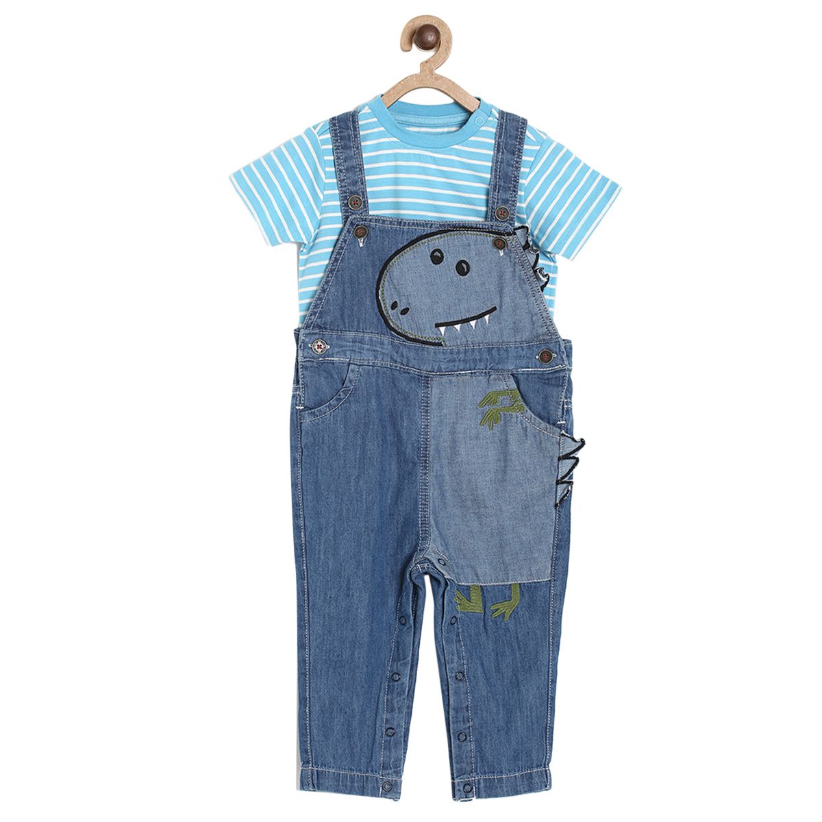 Mid Wash Dungaree Set