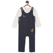 Pack of 2 knit dungaree set - white & denim blue for 12-18 Months