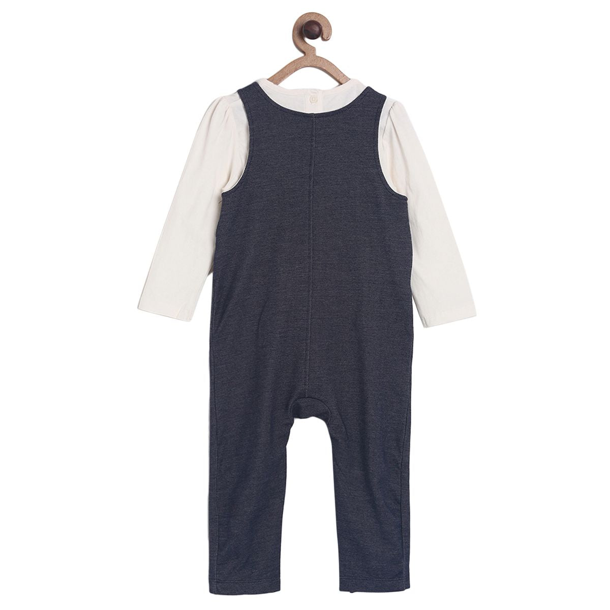 Pack of 2 knit dungaree set - white & denim blue for 12-18 Months