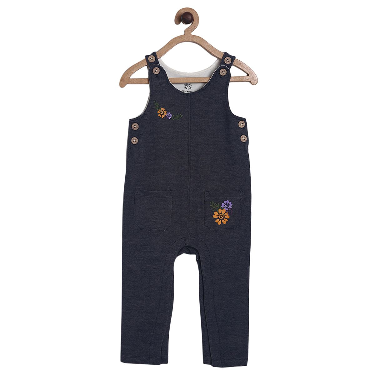 Pack of 2 knit dungaree set - white & denim blue for 12-18 Months