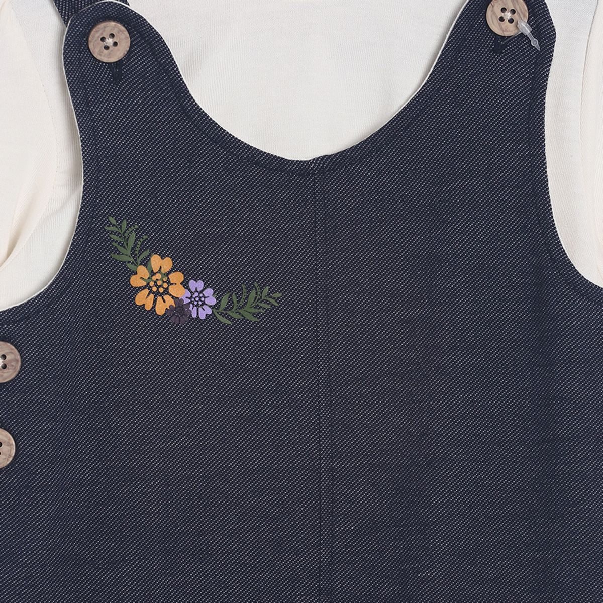 Pack of 2 knit dungaree set - white & denim blue for 12-18 Months