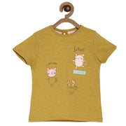 Baby Girls Graphic Printed Top, Mustard