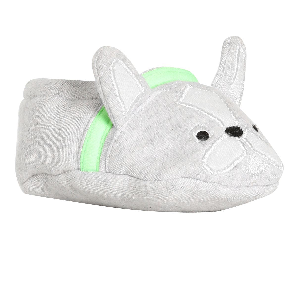 Baby Unisex Grey Cotton Blend Cat Face Booties Pack of 1 Pair Soft Slip-On Everyday Footwear
