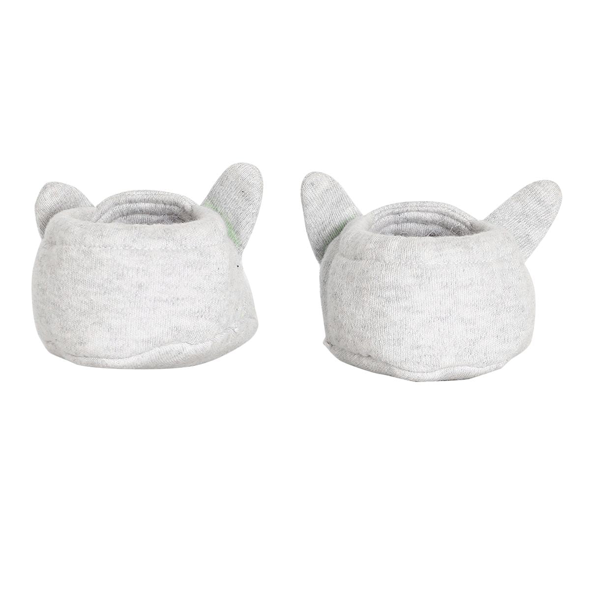 Baby Unisex Grey Cotton Blend Cat Face Booties Pack of 1 Pair Soft Slip-On Everyday Footwear