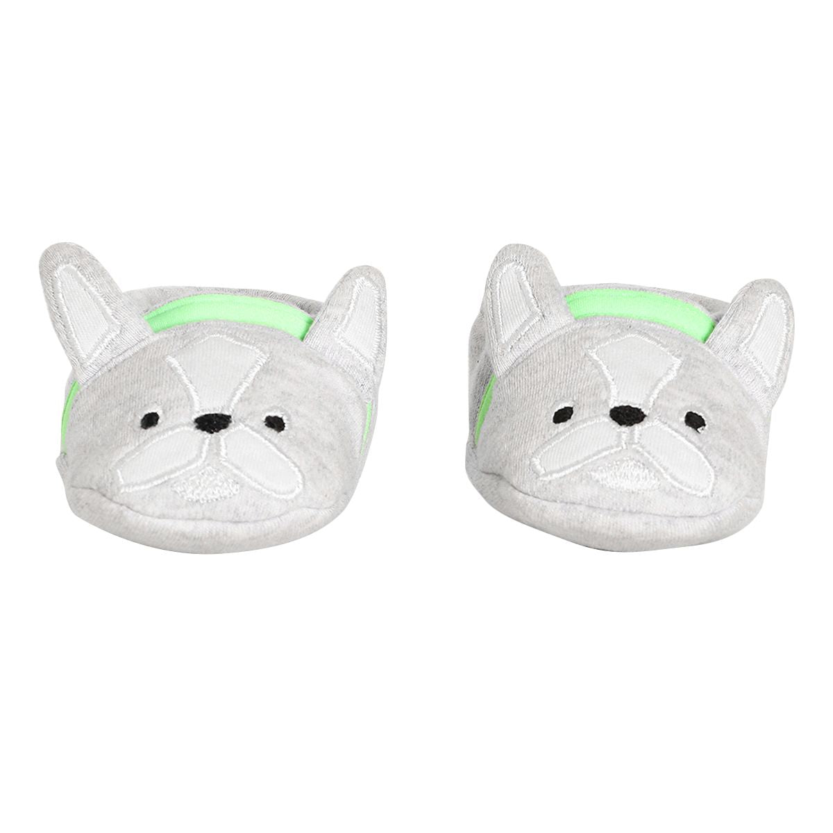Baby Unisex Grey Cotton Blend Cat Face Booties Pack of 1 Pair Soft Slip-On Everyday Footwear