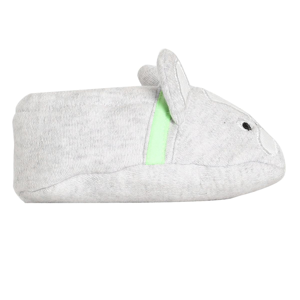 Baby Unisex Grey Cotton Blend Cat Face Booties Pack of 1 Pair Soft Slip-On Everyday Footwear