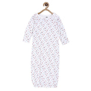 Girls White Printed Sleeping Bag with Full Sleeves Sleepwear
