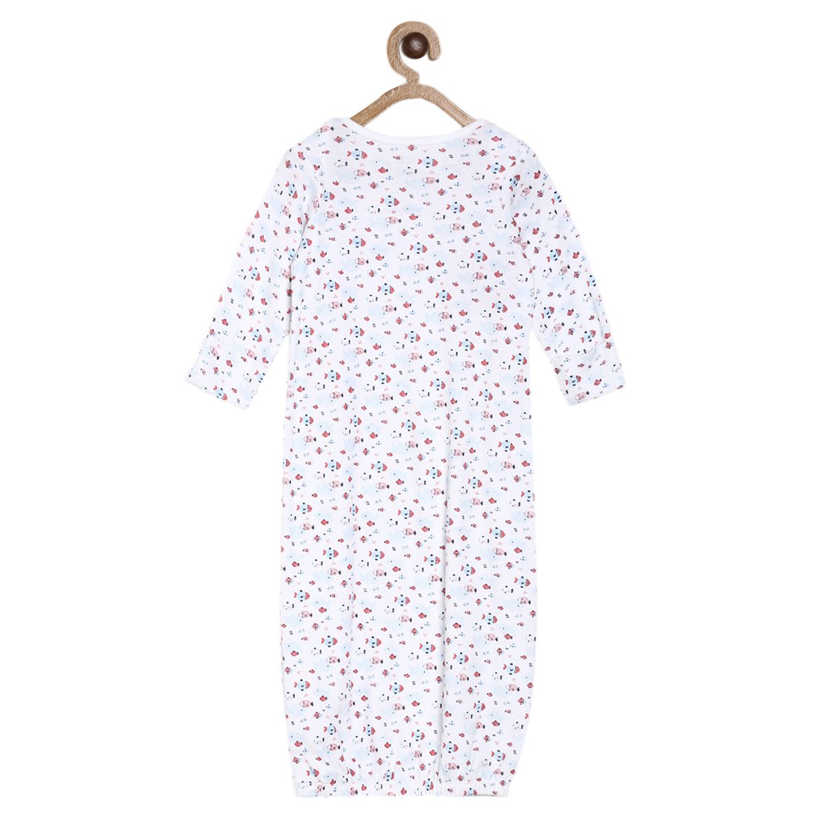 Girls White Printed Sleeping Bag with Full Sleeves Sleepwear