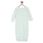 Boys White and Mint Green Printed Sleeping Bag with Full Sleeves Sleepwear