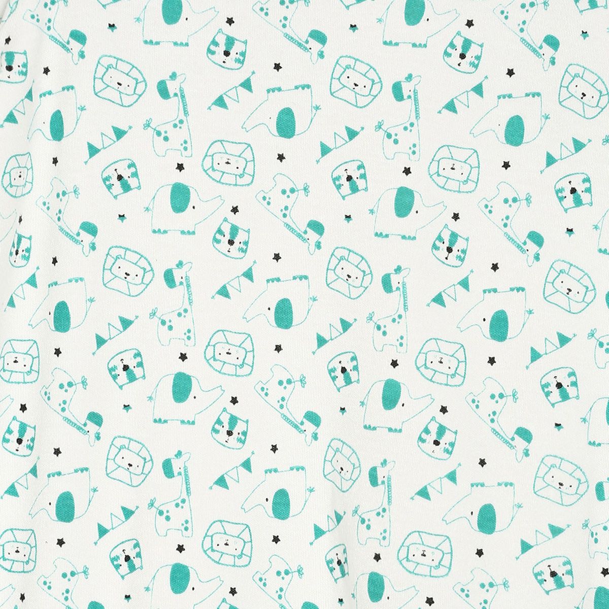 Boys White and Mint Green Printed Sleeping Bag with Full Sleeves Sleepwear