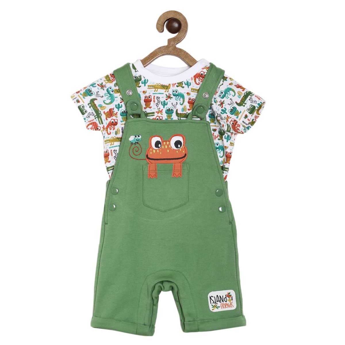 Stone Green Dungaree Set