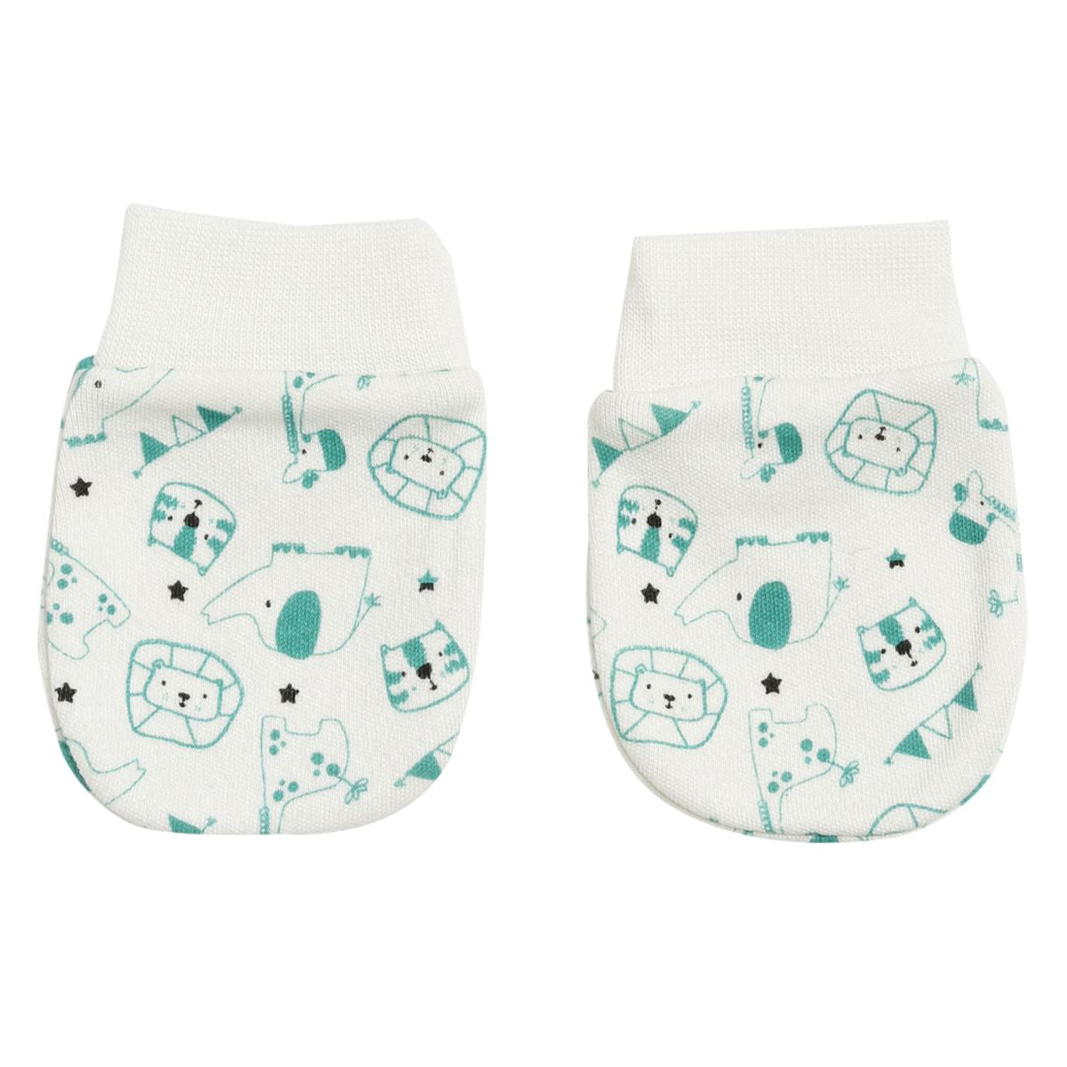 Unisex White Printed Anti-Scratch Mittens