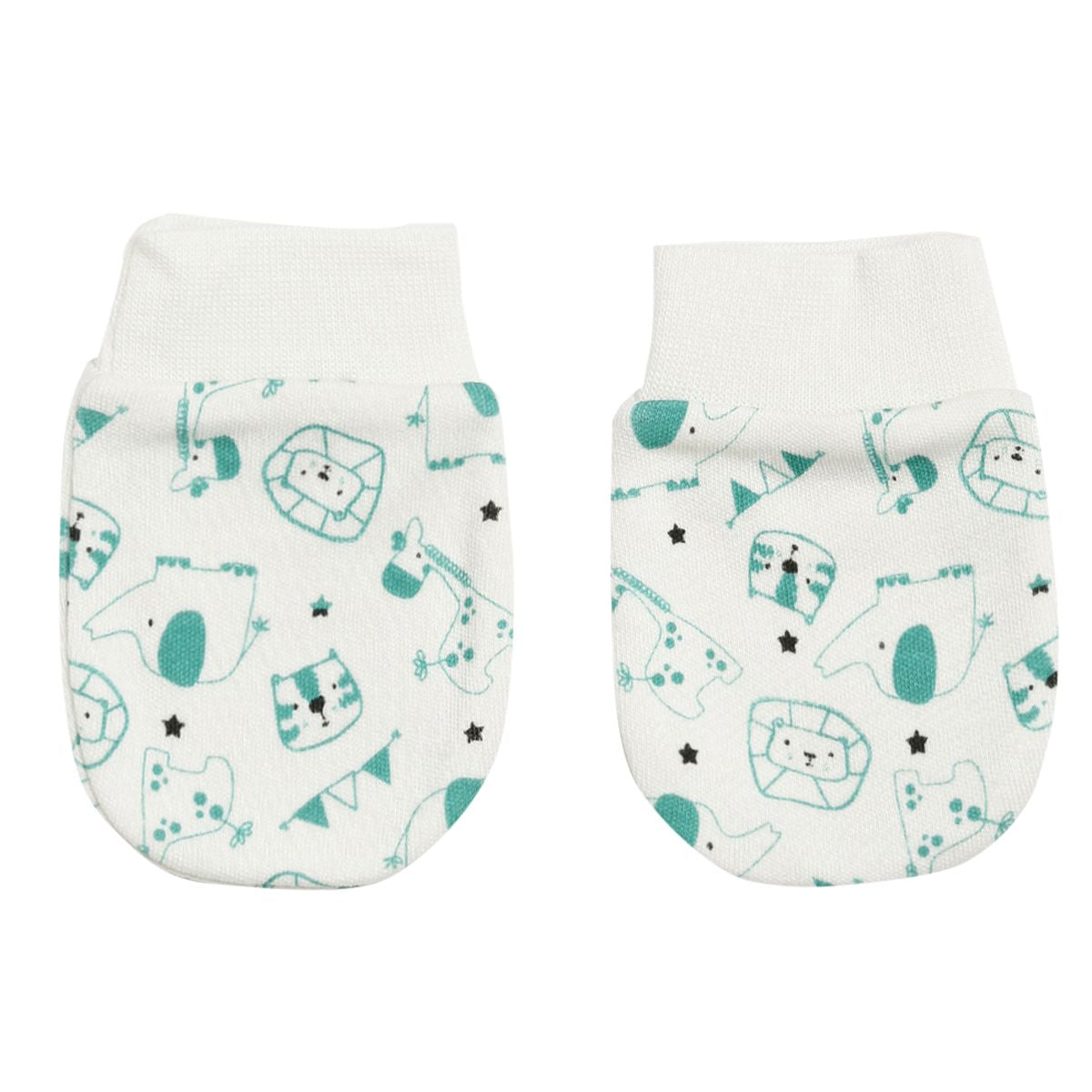 Unisex White Printed Anti-Scratch Mittens