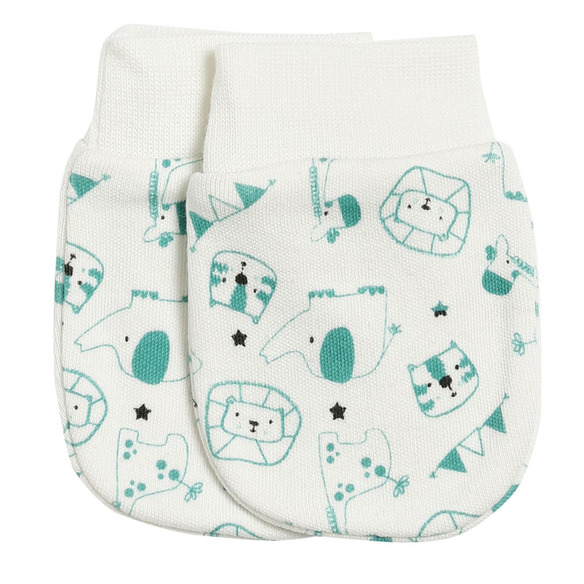 Unisex White Printed Anti-Scratch Mittens