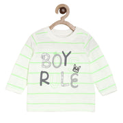 Pack of 1 knit t-shirt - white & light green for 0-3 Months