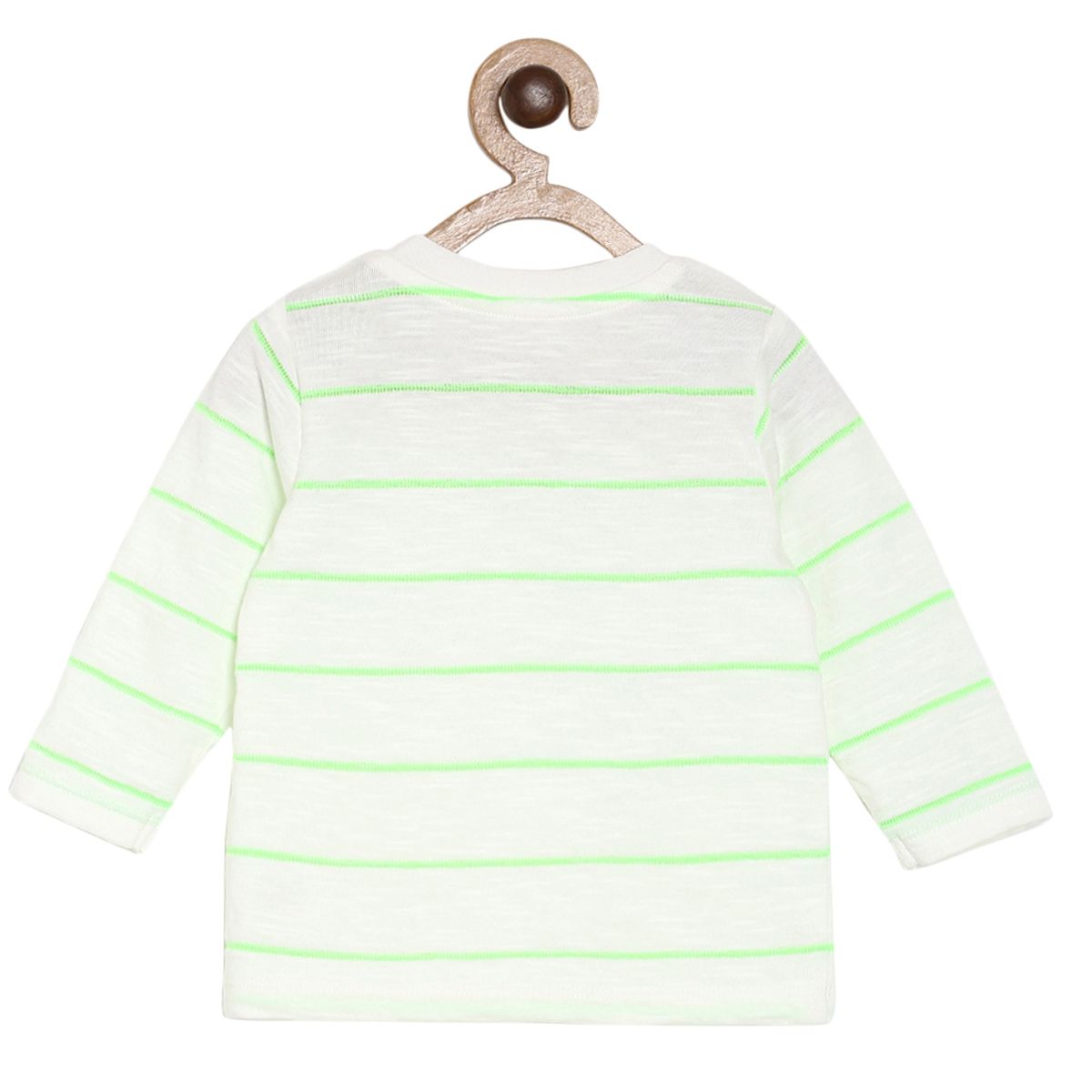 Pack of 1 knit t-shirt - white & light green for 0-3 Months