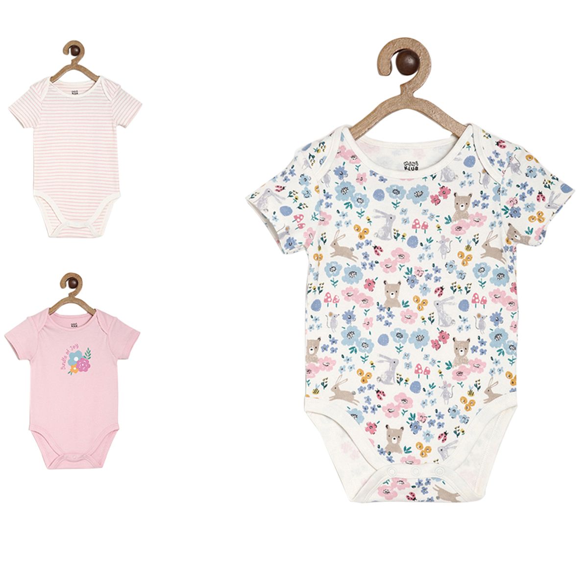 Pack of 3 bodysuit - white & blue for New Born