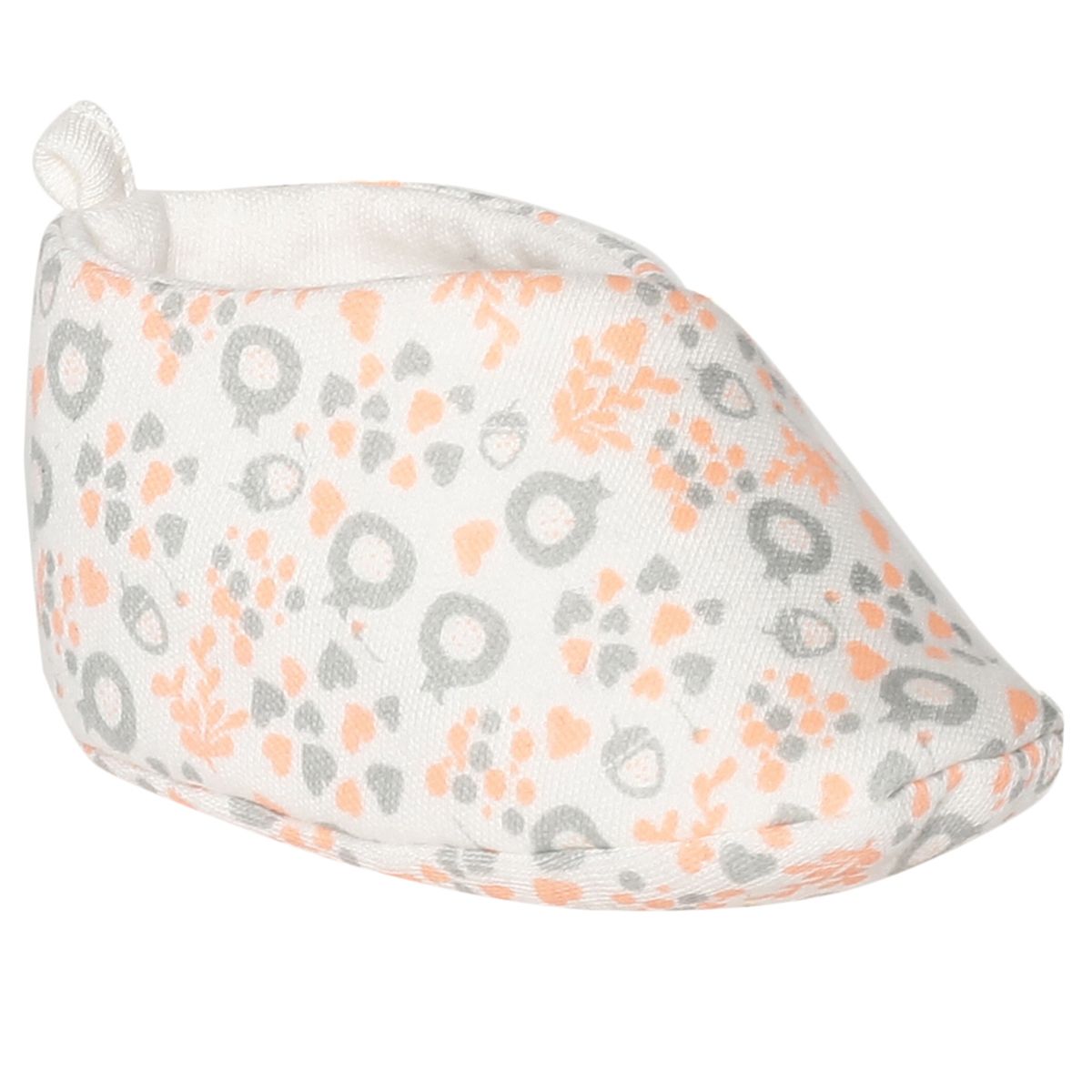 Girls White and Peach Printed Booties
