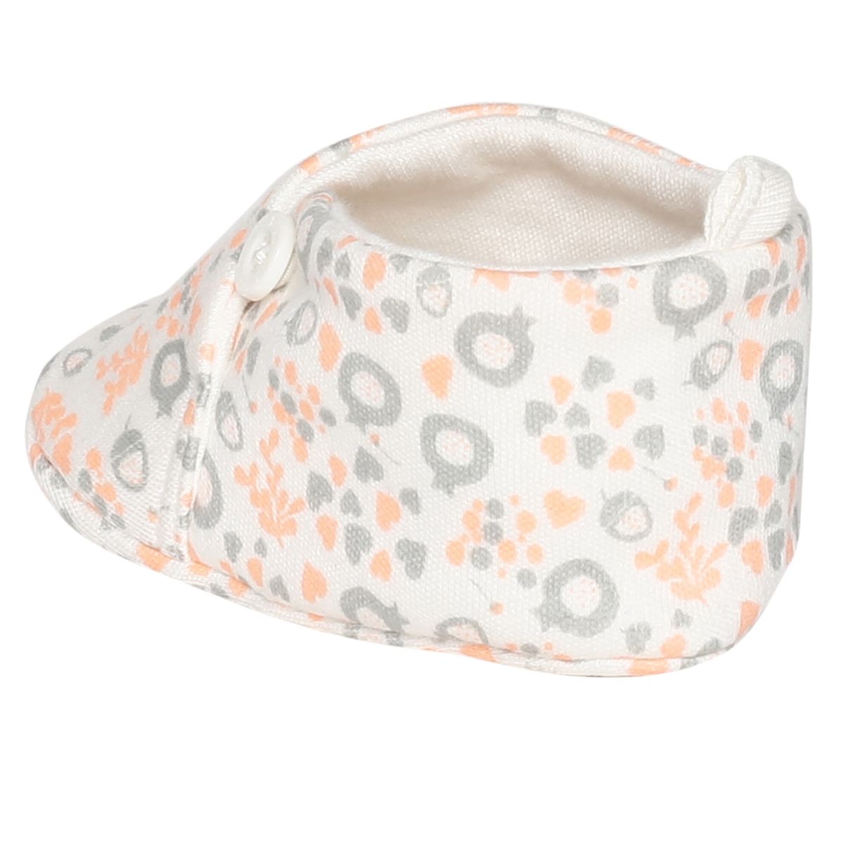Girls White and Peach Printed Booties