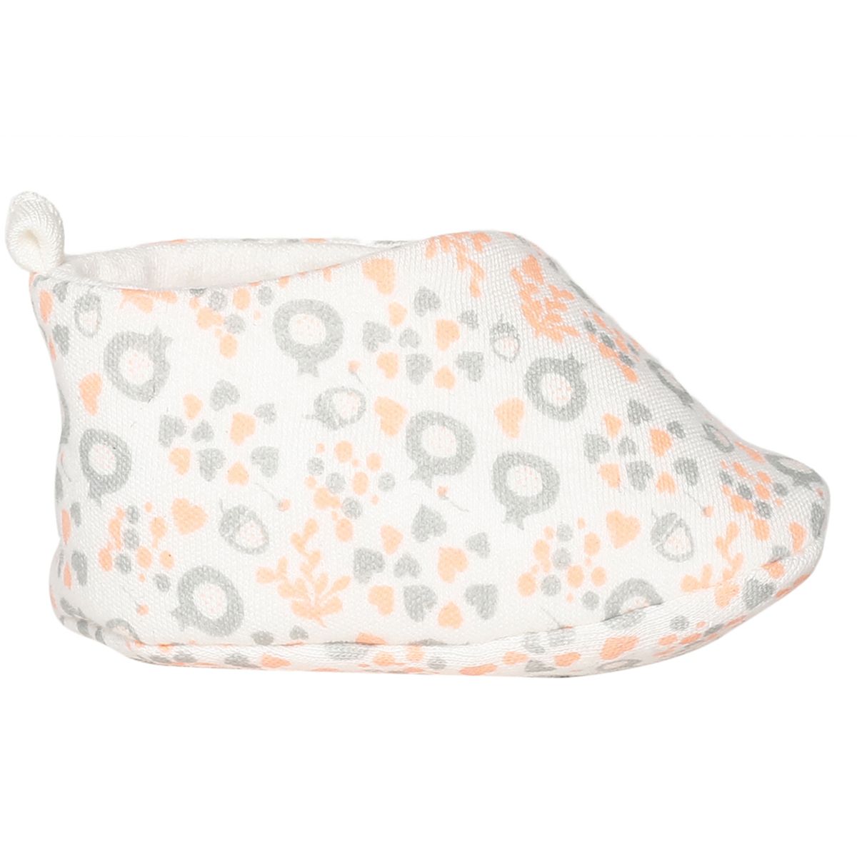Girls White and Peach Printed Booties