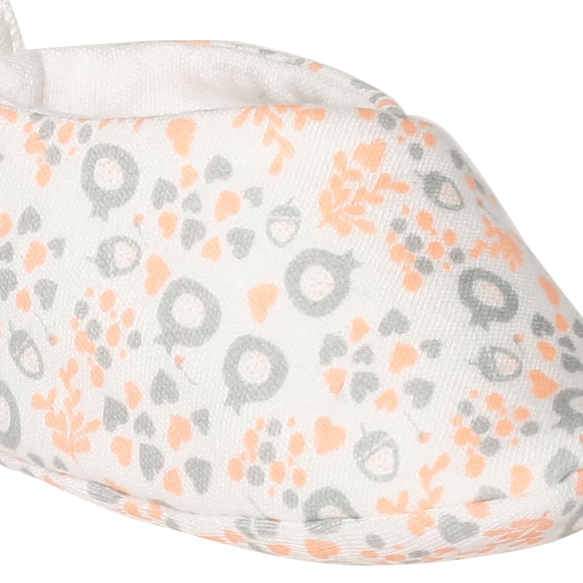 Girls White and Peach Printed Booties
