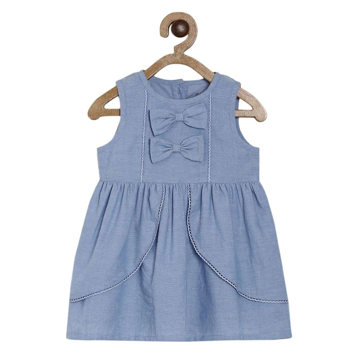 Girls Blue Sleeveless Dress with Headband Party Wear Dress Set