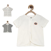 Pack of 3 front open vest - pure white & grey for 0-3 Months