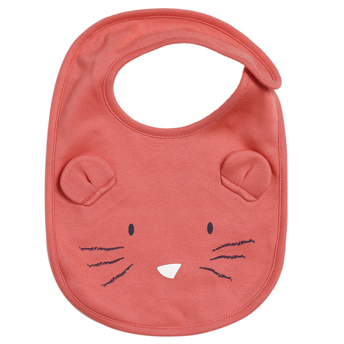 Baby Girls Pink Cotton Animal Face Feeding Bib