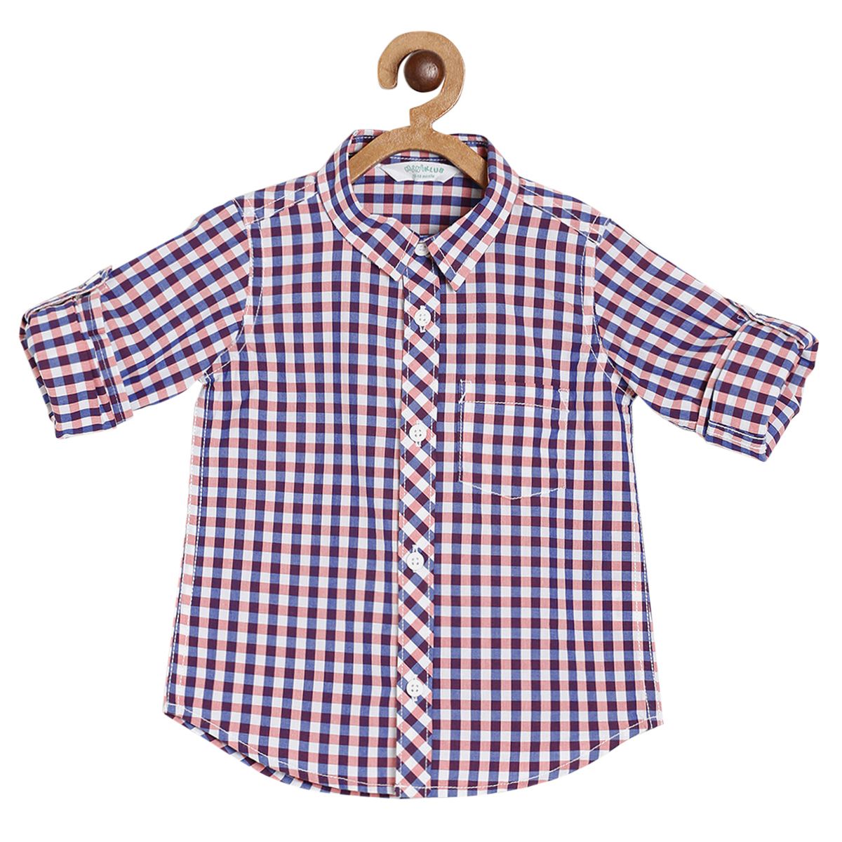 Pack of 1 woven shirt - white & purple for 3-6 Months