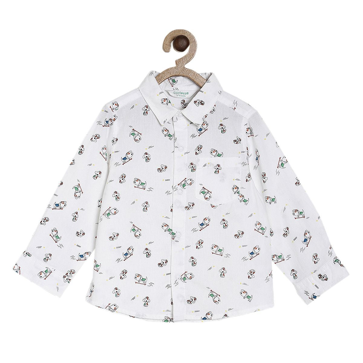 Baby Boys Cartoon Print Shirt, White