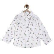 Baby Boys Cartoon Print Shirt, White