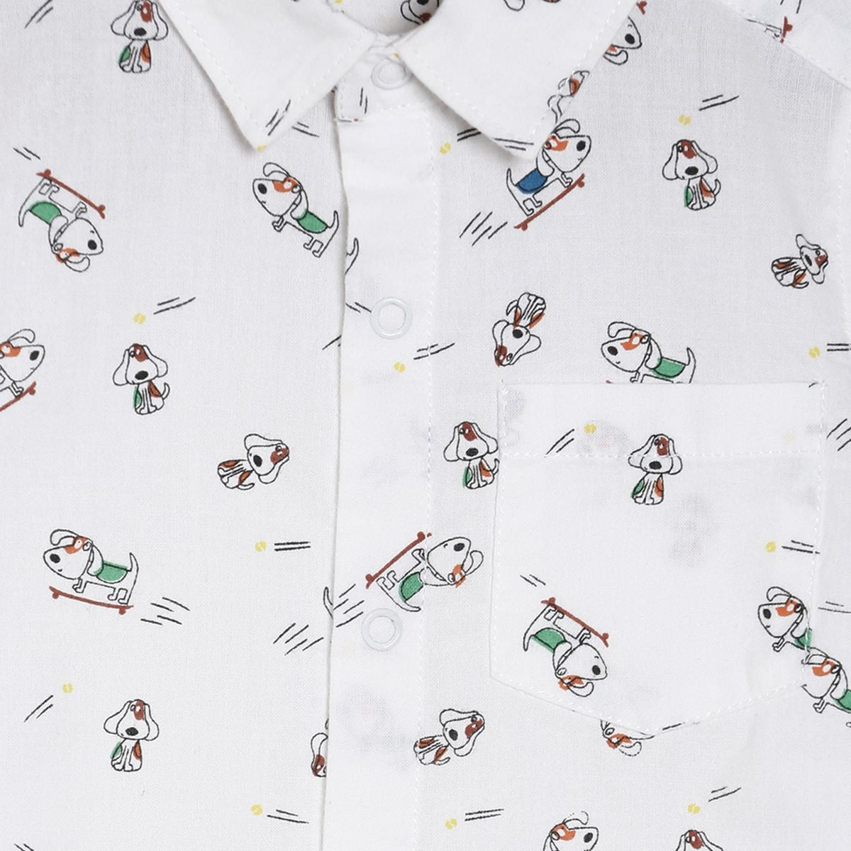 Baby Boys Cartoon Print Shirt, White