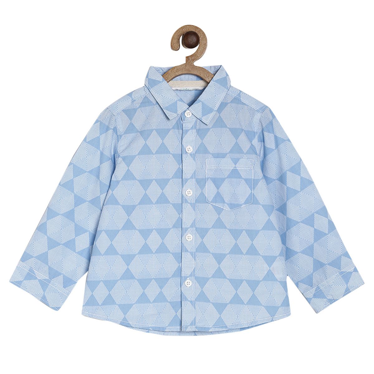Pack of 1 woven shirt - skyblue for 3-6 Months
