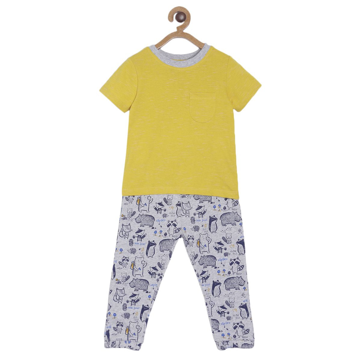 Pack of 2 knit topand knit jogger - olive green & blue for 3-6 Months