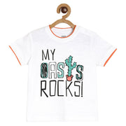 Baby Boys Typography Print T-Shirt, White Green Black and Orange