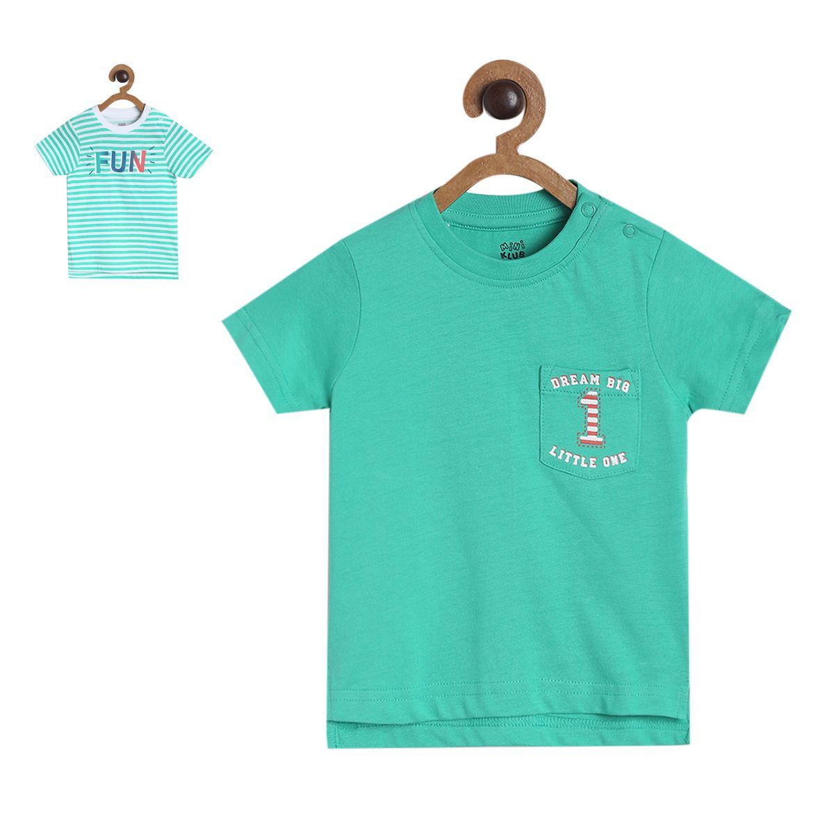 Pack of 2 t-shirt - turquoise green for 3-6 Months