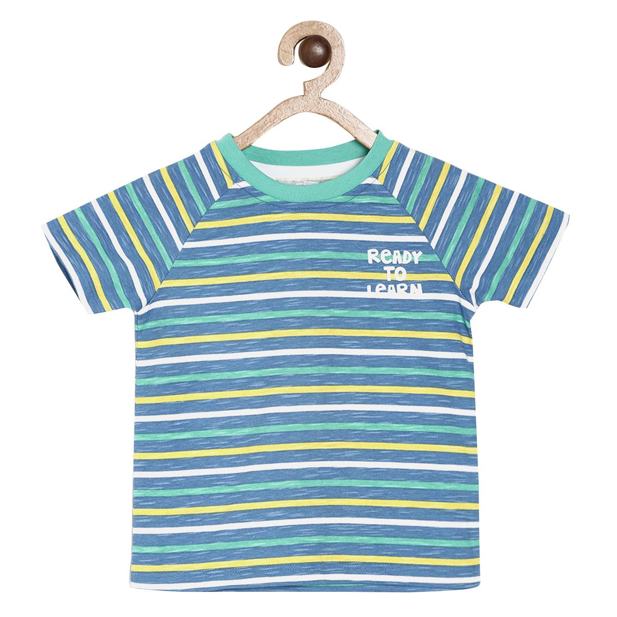 Pack of 1 knit t-shirt - blue & green for 3-6 Months