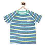 Pack of 1 knit t-shirt - blue & green for 3-6 Months