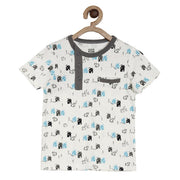 Baby Boys Animal and House Print Top, White and Blue