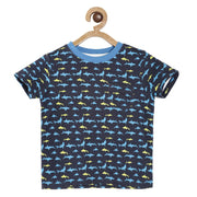 Pack of 1 knit t-shirt - navy blue & blue for 3-6 Months