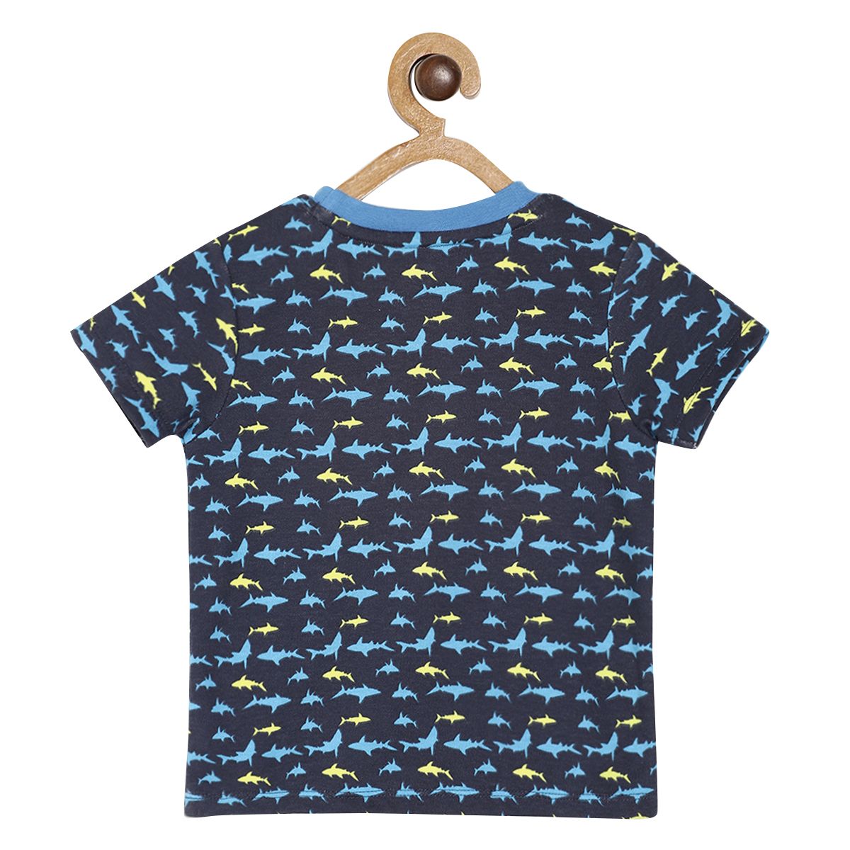 Pack of 1 knit t-shirt - navy blue & blue for 3-6 Months