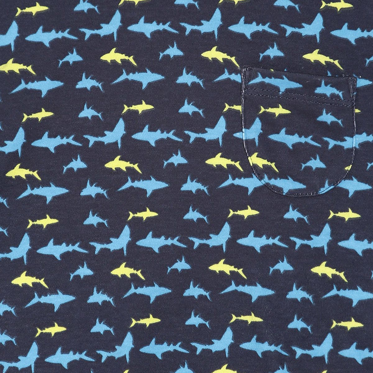 Pack of 1 knit t-shirt - navy blue & blue for 3-6 Months