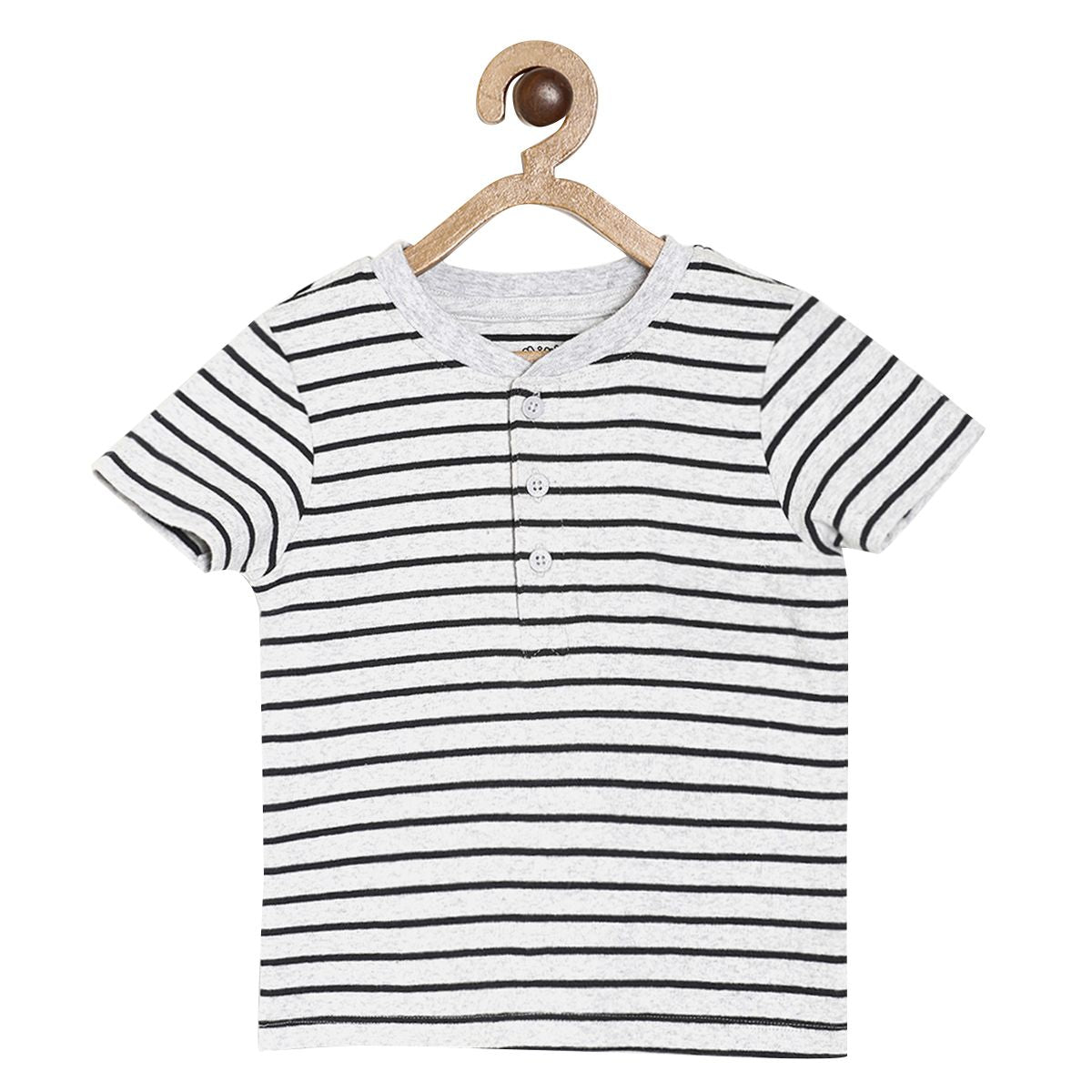 Pack of 1 knit t-shirt - grey/striper for 3-6 Months