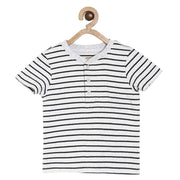 Pack of 1 knit t-shirt - grey/striper for 3-6 Months