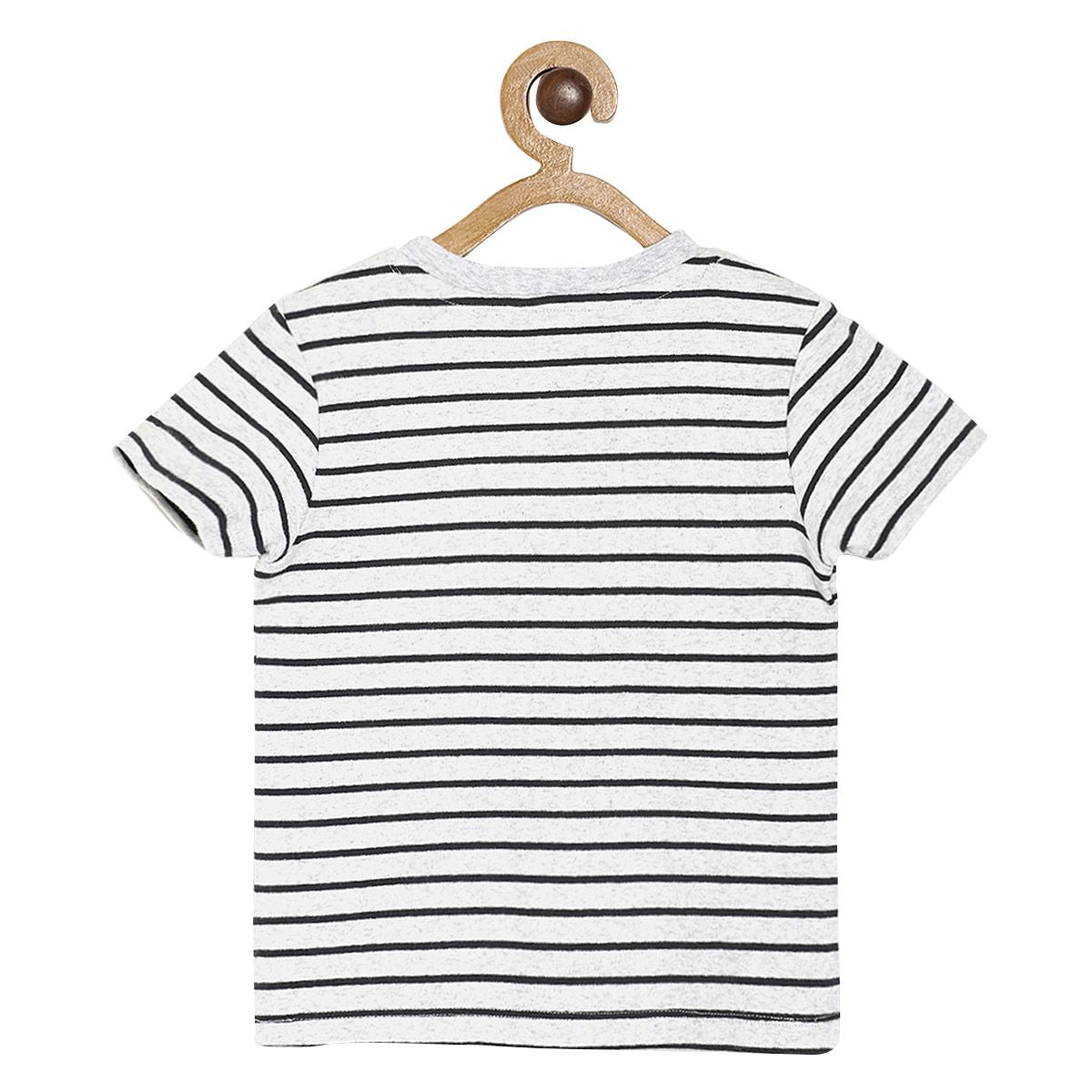 Pack of 1 knit t-shirt - grey/striper for 3-6 Months