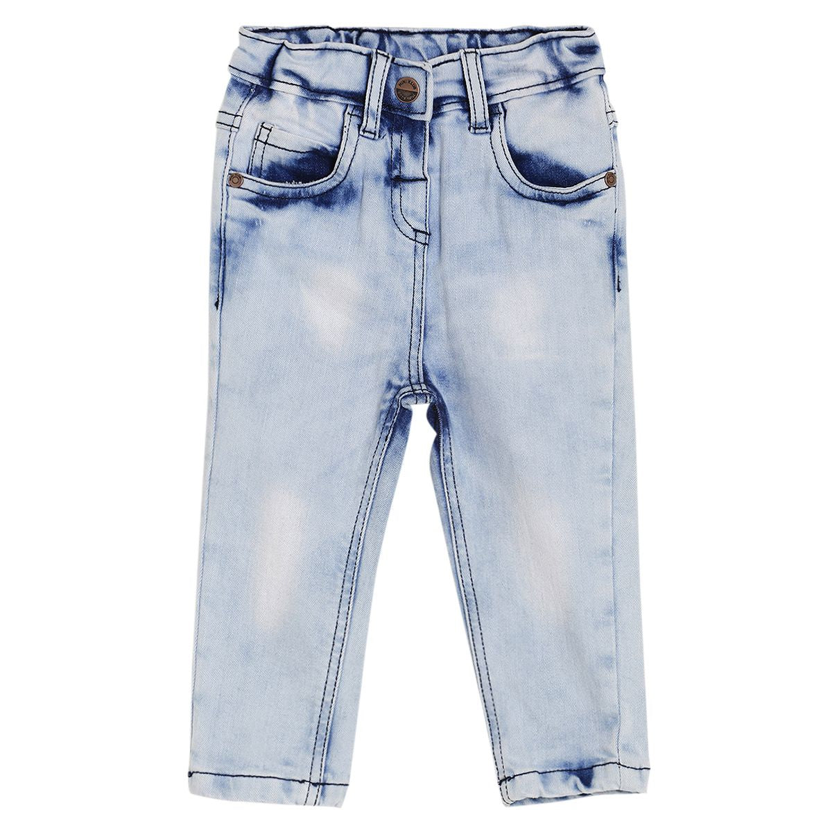 Baby Boys Washed Denim Jeans, Light Blue