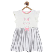 Pack of 1 mix media dress - white & blue for 3-6 Months