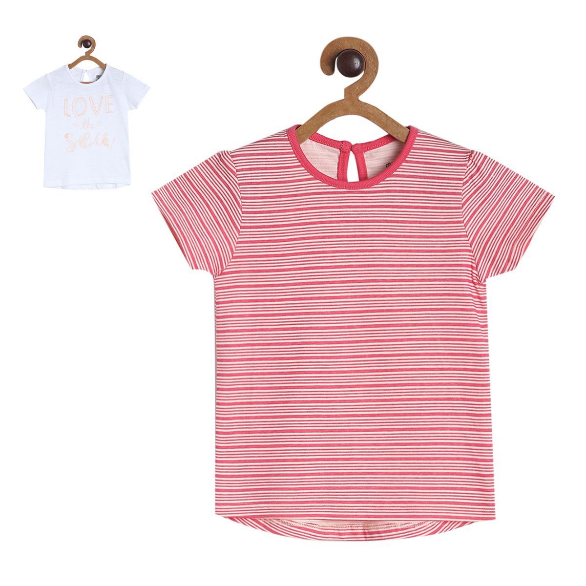 Pack of 2 knit top - pink & red for 3-6 Months