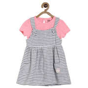 Pack of 2 knit pinafore set - pink  & denim blue for 3-6 Months