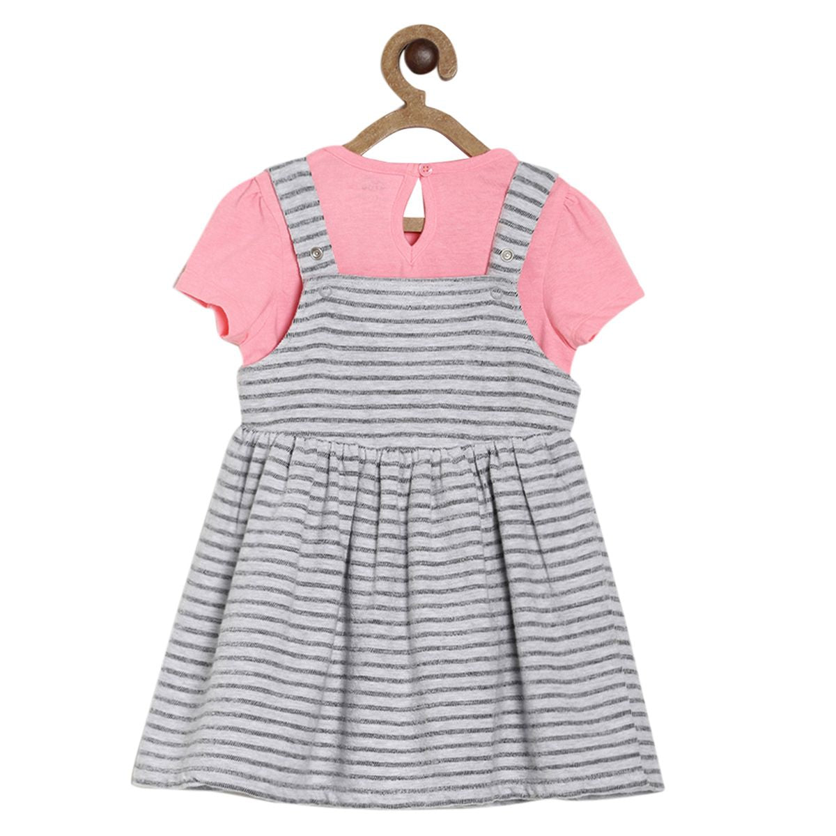 Pack of 2 knit pinafore set - pink  & denim blue for 3-6 Months